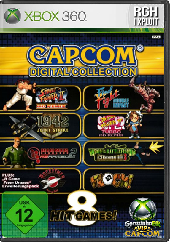 A Capcom Digital Collection é um pacote exclusivo para o Xbox 360 que reúne 8 sucessos que antes estavam disponíveis apenas digitalmente na Xbox Live Arcade. O disco inclui uma variedade incrível de gêneros: desde o combate aéreo de 1942: Joint Strike, a ação intensa de Bionic Commando Rearmed 2 e Final Fight: Double Impact, até os quebra-cabeças de Super Puzzle Fighter II Turbo HD Remix. É uma verdadeira viagem no tempo com gráficos remasterizados, suporte a conquistas e modos multiplayer, tudo reunido em um único local. 🚀💥