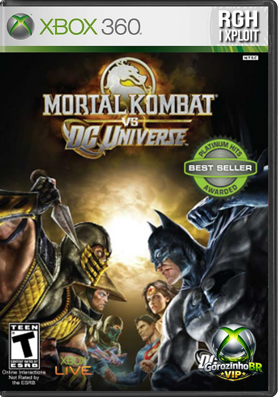 Mortal Kombat vs. DC Universe promove um dos crossovers mais inusitados e marcantes do Xbox 360, colocando os guerreiros letais de NetherRealm frente a frente com os maiores ícones da DC Comics. A trama surge de um acidente cósmico: quando Raiden e Superman tentam destruir seus inimigos simultaneamente, eles acabam fundindo Shao Kahn e Darkseid no monstruoso "Dark Kahn", o que faz os dois universos colidirem. A jogabilidade de luta 3D inova com o Free-Fall Kombat (onde você continua batendo no adversário em queda livre ao quebrar as paredes da arena) e o Klose Kombat (uma mecânica de socos intensos com a câmera bem próxima). Por envolver super-heróis, a violência foi amenizada em comparação a outros jogos da franquia, introduzindo Heroic Brutalities para os personagens da DC no lugar dos tradicionais e sangrentos Fatalities.
