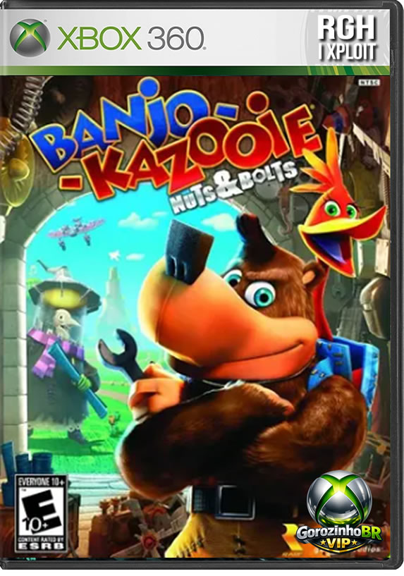 Banjo-Kazooie: Nuts & Bolts mudou radicalmente a fórmula clássica da amada franquia da Rare no Xbox 360. Em vez da tradicional exploração e coleta de itens a pé, a jogabilidade foca quase inteiramente na engenharia e pilotagem de engenhocas. O misterioso Lord of Games (L.O.G.) desafia a dupla Banjo e Kazooie a competir contra a bruxa Gruntilda pelo controle de Spiral Mountain. Para vencer os diversos desafios em mundos vastos e coloridos, você precisa usar uma interface de criação engenhosa para construir carros, aviões, barcos e helicópteros usando centenas de peças variadas, como motores potentes, molas, balões e armas. A física é o coração do jogo: o peso, o equilíbrio e o posicionamento de cada bloco afetam diretamente o