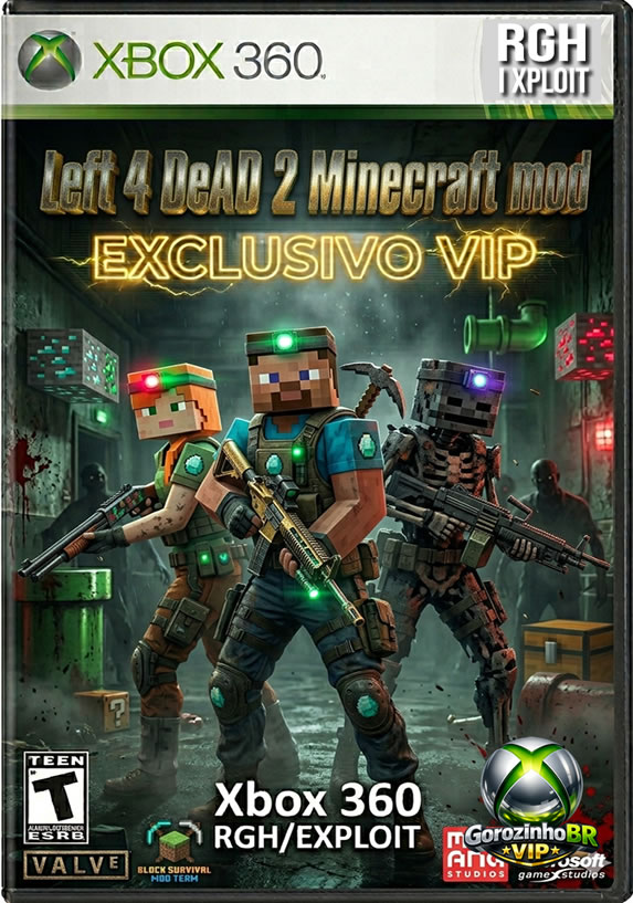 Left 4 Dead 2 com mod inspirado em Minecraft traz uma releitura criativa do clássico de sobrevivência zumbi. O jogo mantém sua base cooperativa intensa, onde até quatro jogadores enfrentam hordas de infectados, mas com um visual totalmente remodelado no estilo blocado característico de Minecraft.