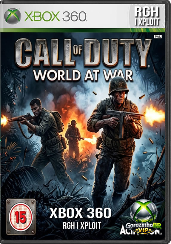 Lançado em 2008, Call of Duty: World at War retorna às raízes da Segunda Guerra Mundial com uma abordagem incrivelmente sombria e visceral. A campanha divide-se em duas frentes brutais: a violenta guerra no Pacífico contra o Império Japonês e a implacável marcha do exército soviético rumo a Berlim, ao lado do inesquecível Sargento Reznov. O título inovou com a campanha cooperativa para até 4 jogadores e fez história ao introduzir o primeiríssimo modo "Zombies" (Nacht der Untoten), onde você e seus amigos devem sobreviver a hordas aterrorizantes de mortos-vivos nazistas em um bunker claustrofóbico. 🧟‍♂️🔥