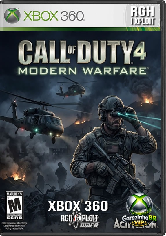 Lançado em 2007, Call of Duty 4: Modern Warfare revolucionou os jogos de tiro ao abandonar a Segunda Guerra Mundial e trazer a franquia para os conflitos contemporâneos. A campanha épica e cinematográfica acompanha os fuzileiros Soap MacTavish e Paul Jackson em operações globais contra uma perigosa aliança terrorista, passando por cenários inesquecíveis, como a lendária missão furtiva em Chernobyl. O multiplayer redefiniu completamente o cenário competitivo no Xbox 360, introduzindo o inovador sistema de progressão, criação de classes, vantagens (perks) e as viciantes recompensas por série de baixas (killstreaks). 💥