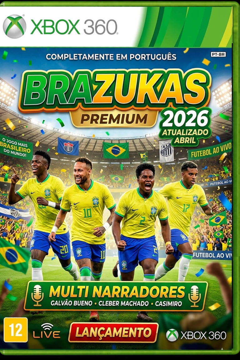 O Brazukas Premium 2026 (Atualização de Abril) é um jogo de futebol modificado (patch) baseado principalmente no PES 2013, totalmente atualizado para a temporada atual, desenvolvido pela equipe Brazukas Nova Era. Ele foi criado especialmente para Xbox 360 desbloqueado (RGH/JTAG, LT 3.0, Aurora ou Freestyle) e oferece uma experiência moderna mesmo em um console antigo. 