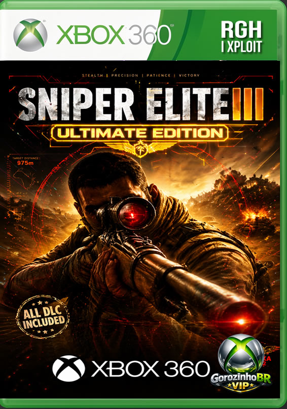 Sniper Elite III Ultimate Edition é um jogo para Xbox 360 ambientado na Segunda Guerra Mundial, focado em combate tático e furtividade. O jogador assume o papel de um atirador de elite que precisa eliminar alvos estratégicos em cenários abertos no norte da África.