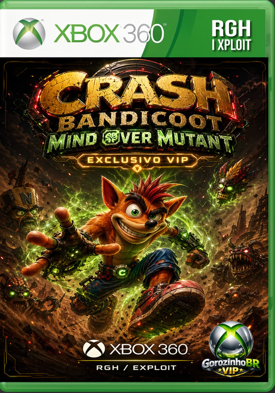 Crash: Mind over Mutant é um jogo disponível para Xbox 360 que traz o icônico Crash Bandicoot em uma aventura cheia de humor e ação. Na história, o vilão Neo Cortex cria um dispositivo capaz de controlar mutantes, e cabe ao Crash impedir seus planos.