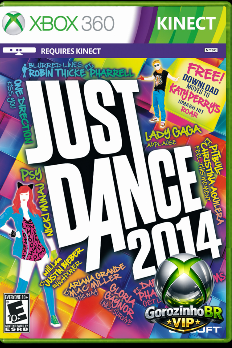 Just Dance 2014 é um jogo musical de dança em que o jogador utiliza o sensor Kinect para imitar coreografias exibidas na tela, acompanhando músicas populares. Os movimentos são avaliados em tempo real, gerando pontos conforme a precisão e o ritmo