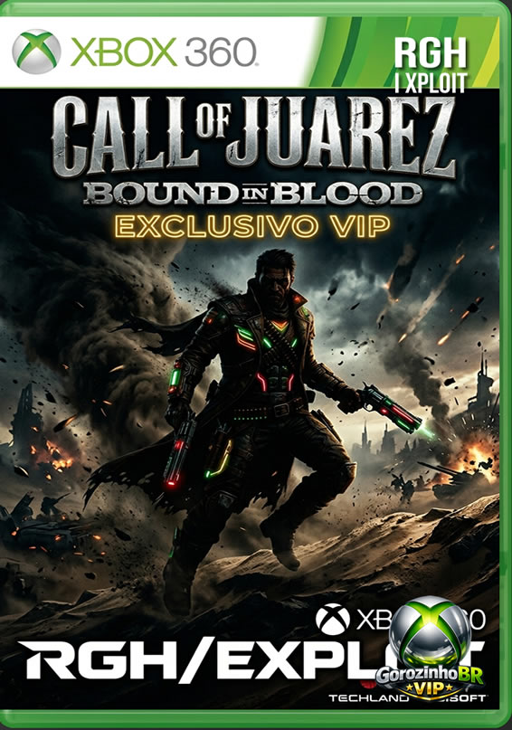Call of Juarez: Bound in Blood é um jogo para Xbox 360 ambientado no Velho Oeste, contando a história dos irmãos Ray e Thomas McCall em busca de redenção e riqueza 💰🤠.