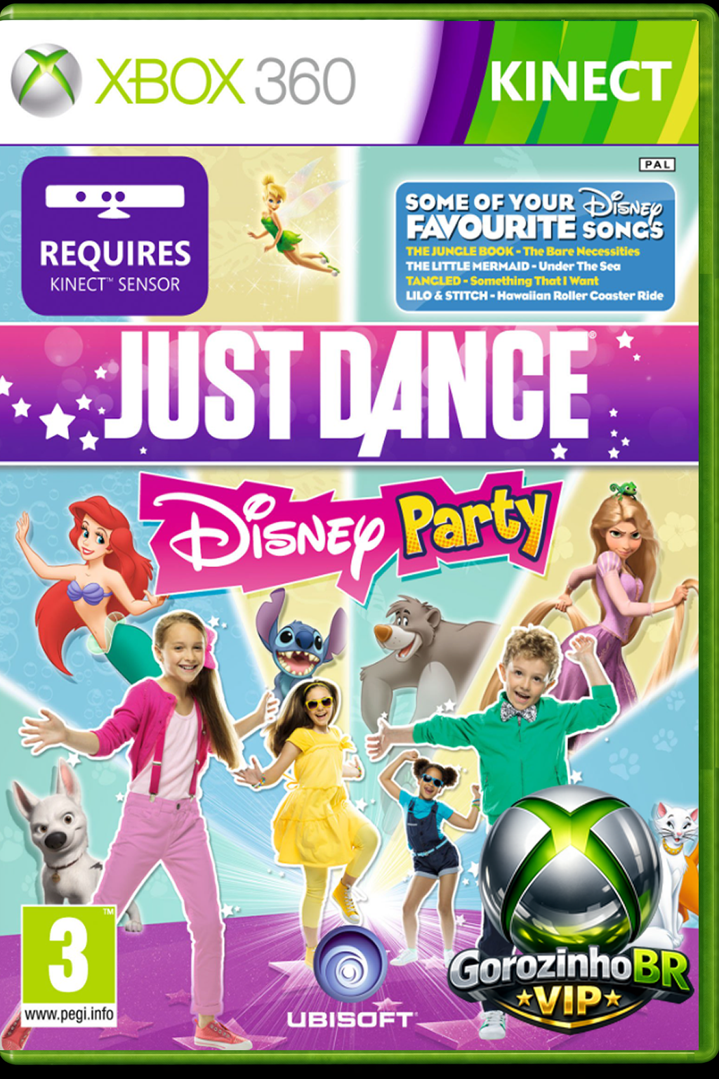 Just Dance: Disney Party é um jogo de dança da Ubisoft desenvolvido em parceria com a Disney, onde o jogador usa o Kinect para imitar coreografias de músicas famosas de filmes e séries do Disney Channel. O jogo segue o estilo da franquia Just Dance, exigindo que o jogador acompanhe os movimentos na tela com precisão para ganhar pontos e estrelas.