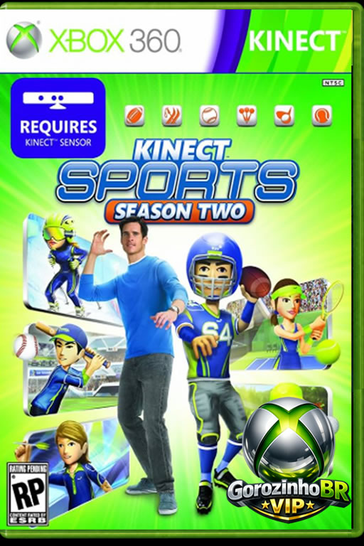 Kinect Sports: Season Two para Xbox 360 traz novos esportes com sensor de movimento. Inclui tênis, golfe, esqui e beisebol. Controle por gestos, sem uso de controle físico. Foco em diversão casual e multiplayer.