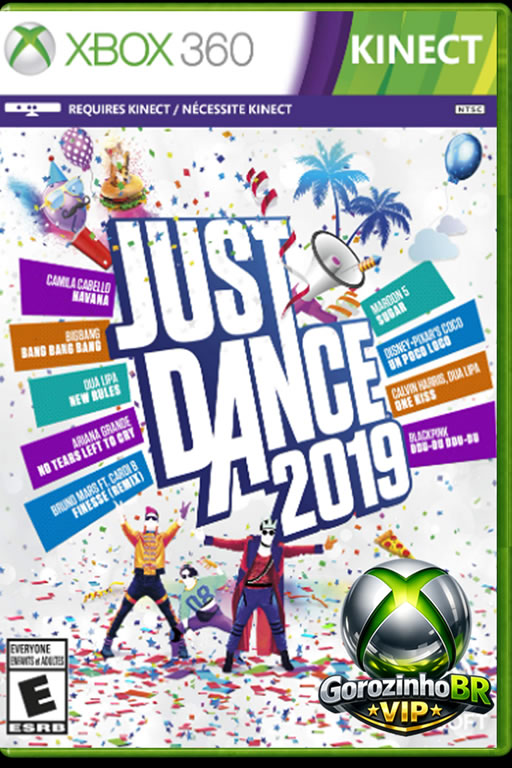 Just Dance 2019 para Xbox 360 traz coreografias de músicas populares. Jogador segue movimentos na tela para pontuar. Modo multiplayer para competir ou cooperar. Interface simples e acessível.