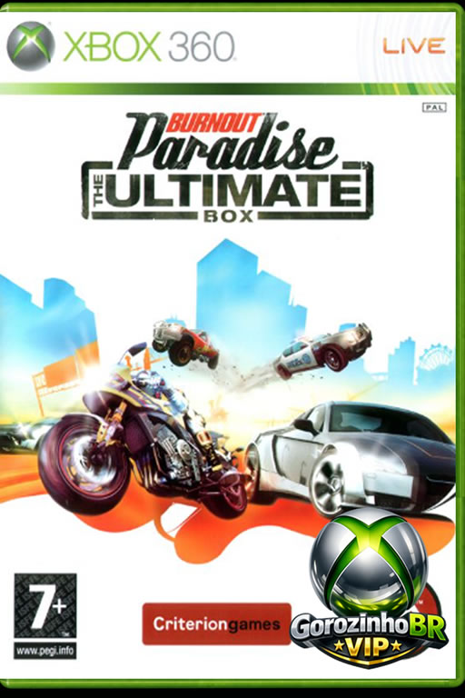 Burnout Paradise: The Ultimate Box traz corridas em mundo aberto com alta velocidade. Explore a cidade e participe de eventos variados. Foco em destruição, saltos e manobras. Inclui conteúdos extras e modos online.