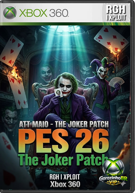 O "PES 2026 ATT MAIO - THE JOKER PATCH" é uma modificação espetacular criada por fãs para manter o seu guerreiro Xbox 360 super atualizado! 🏟️ Usando o PES como base (geralmente o PES 2018), esta versão fresquinha de maio de 2026 traz todas as transferências e movimentações mais recentes do mercado da bola 🔄. Você vai encontrar os novos uniformes da temporada, faces muito mais realistas para os jogadores, tatuagens detalhadas e menus totalmente redesenhados 🎨. O grande destaque fica por conta do Brasileirão completo, ligas europeias 100% corrigidas, novos estádios e diversas opções de narrações brasileiras famosas que dão vida nova a cada partida 🎙️⚽.