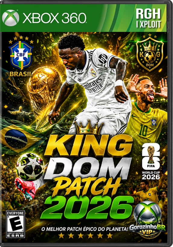 O KING DOM PATCH 2026 (Atualização de Maio) é uma das modificações independentes mais completas e populares para o Xbox 360 (RGH/LT). Construído sobre o motor gráfico clássico do PES 2018, este patch transforma o jogo para refletir a temporada de 2026. A atualização de maio foca em entregar o Brasileirão 100% atualizado, além das principais ligas europeias. O pacote inclui novas modelagens de rostos em alta definição para os jogadores, novos uniformes, chuteiras atualizadas e pacotes gráficos de transmissão (como placares e narrações brasileiras). É a comunidade modder garantindo a sobrevida do seu console com muito conteúdo fresco! 🏟️🔥