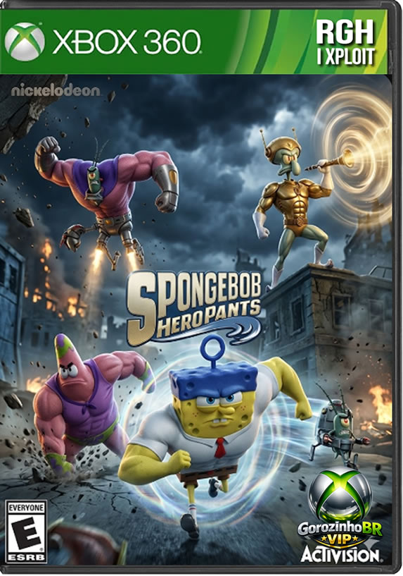 SpongeBob HeroPants (Bob Esponja: Calça de Herói) é um jogo de plataforma lançado em 2015, ambientado logo após os eventos do filme Bob Esponja: Um Herói Fora D'Água. A Fenda do Biquíni se transformou em um caos temporal e você precisa restaurar a ordem! O grande destaque do game é a mecânica de transformar Bob Esponja, Patrick, Lula Molusco, Sandy, Sr. Siriguejo e Plankton em suas versões de super-heróis. A jogabilidade mistura exploração em 3D, combates leves, resolução de pequenos puzzles e coleta de itens pelos cenários malucos da cidade. 🦸‍♂️🍔